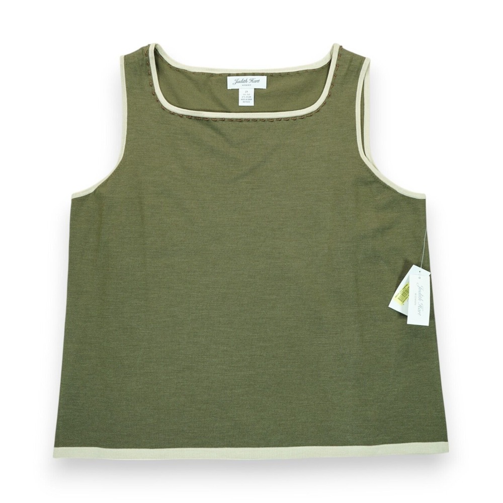 NWT Judith Hart Tank Top Women's Green Silk Blend Size 2X